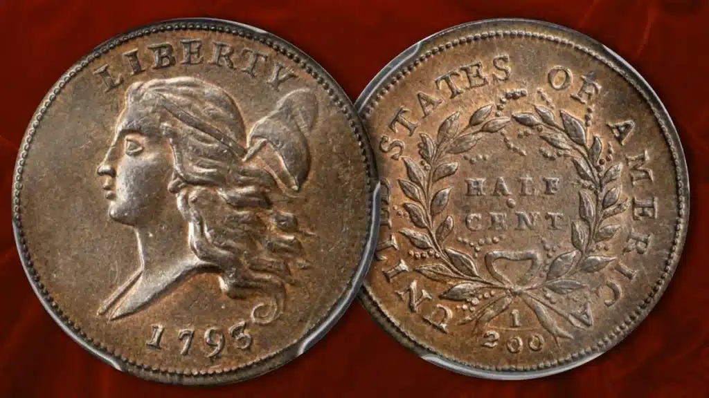 1793 Flowing Hair Half Cent. This example is one of the finest known.