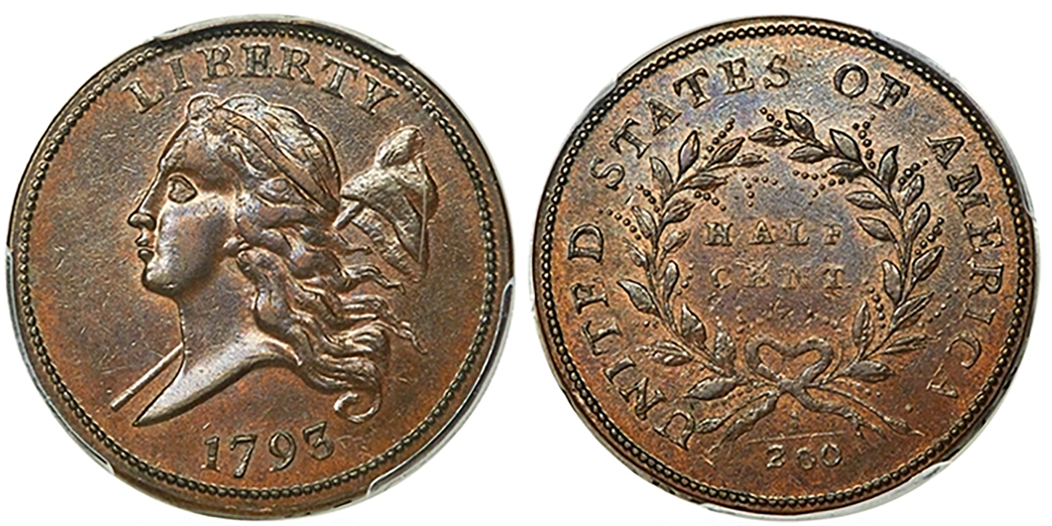 1793 Liberty Cap Half Cent, C-1. Image: Heritage Auctions (visit www.ha.com).