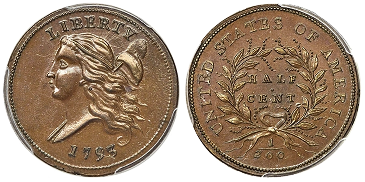 1793 Liberty Cap Half Cent, C-4. Image: Heritage Auctions.