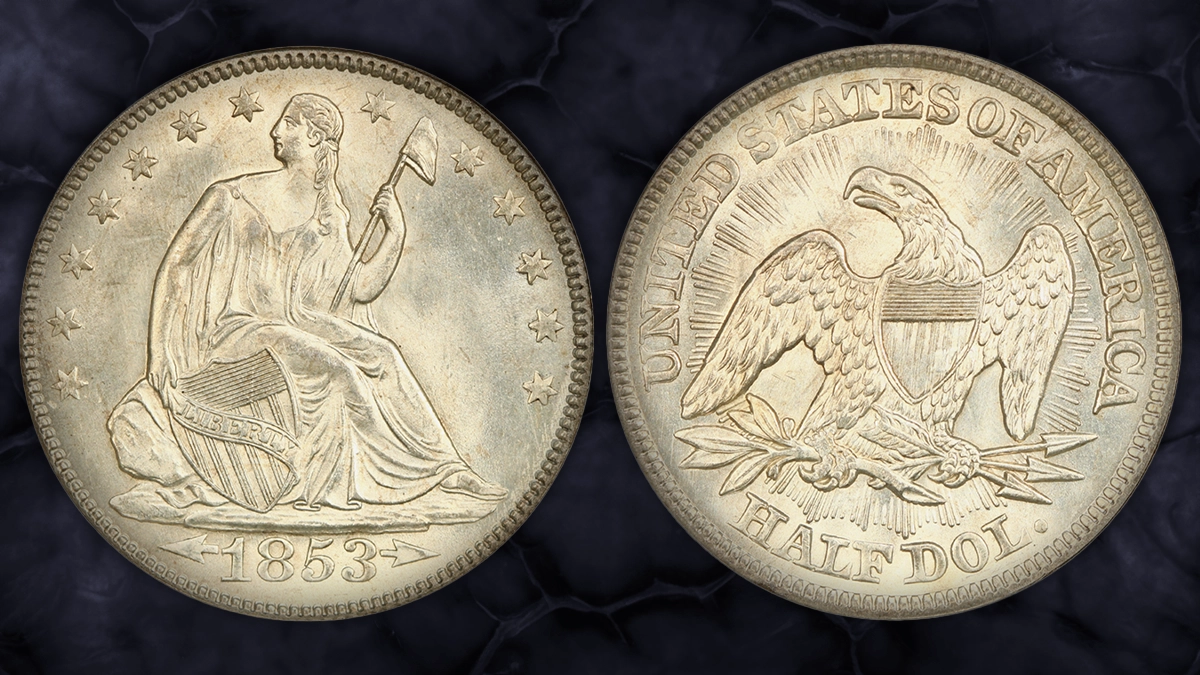 1853 Liberty Seated Half Dollar, Arrows and Rays. Image: David Lawrence Rare Coins / CoinWeek.
