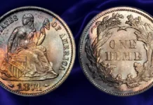 1874 Liberty Seated Dime. Image: Stack's Bowers / CoinWeek.