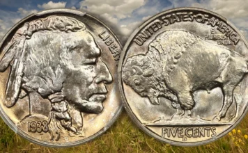 1938-D Buffalo nickel. Image: David Lawrence Rare Coins / CoinWeek.