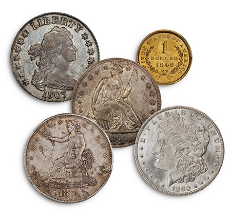 An image of classic U.S. dollar coins.