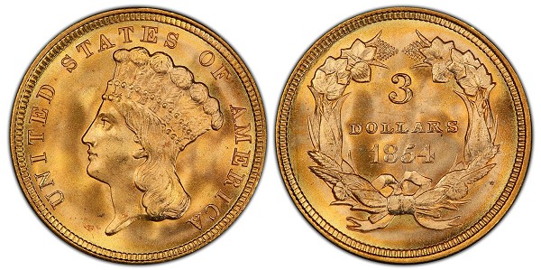 1854 Tres dólares de oro - Doug Winter