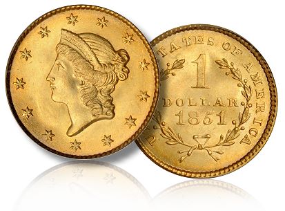 1851 $1 Gold Coin