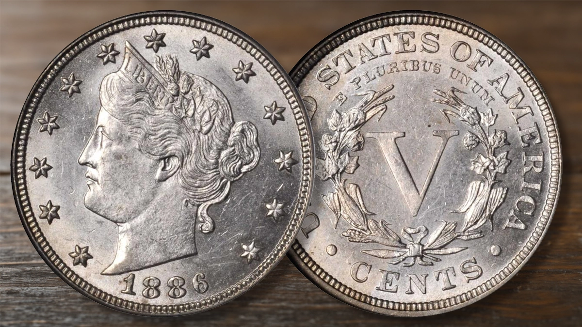 This is an image of an 1886 Liberty Head nickel.