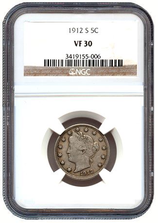 NGC Certified 1912-S Liberty Nickel