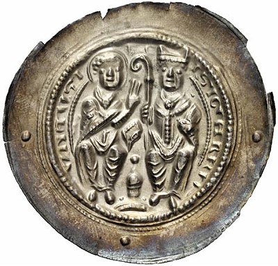 striking bracteate of Siegfried of Hersfeld Abbey (1180-1200).