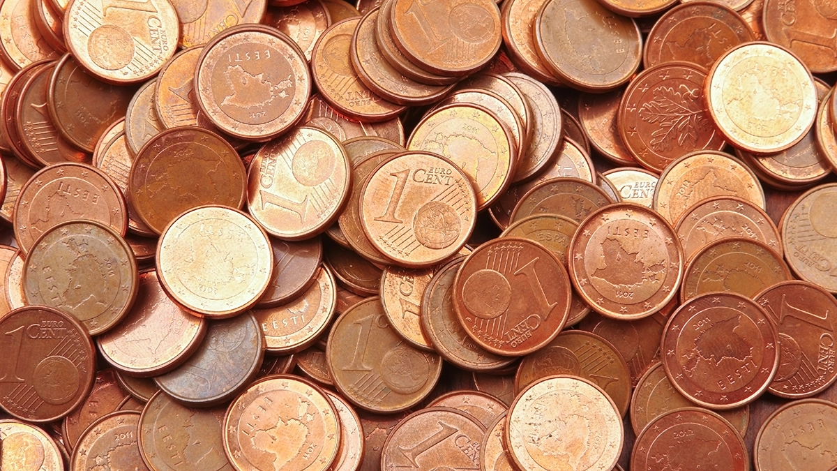 This is an image of a pile of discontinued euro cents.