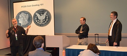 PCGS experts David Hall (left), Michael Sherman (right) and Ron Guth (not pictured) again will be featured speakers at PCGS coin grading classes on June 8, 2013 at the Long Beach Expo.