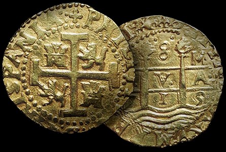 1715 Fleet Coin Reproduction 1710 Lima 8 Escudo 