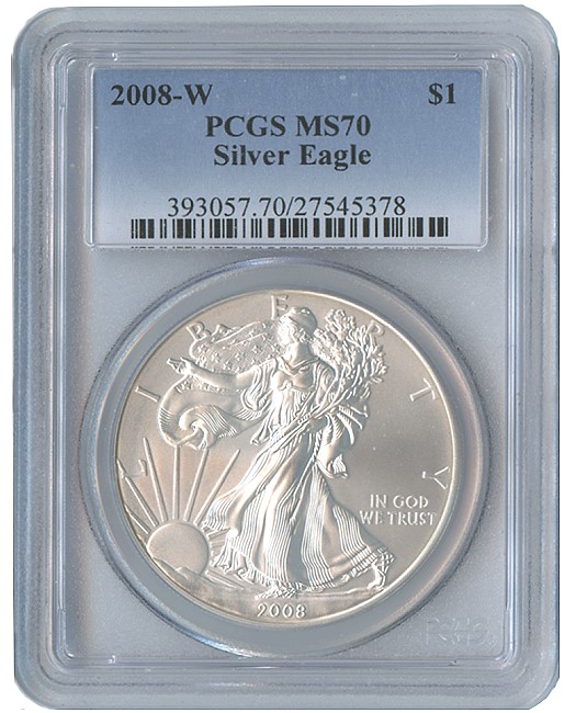 2008-W MS70 $1 Silver Ealge