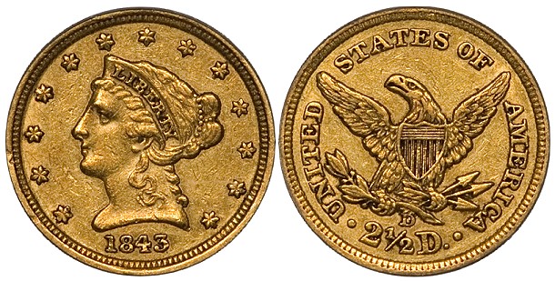 The 1843-D Small D Quarter Eagle