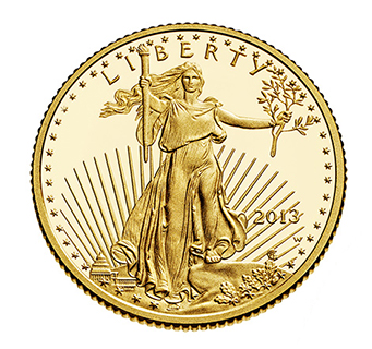 This is an image of a Proof American Gold Eagle coin struck in 2013.