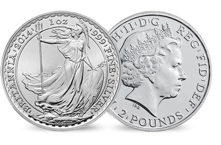 £2 Britannia denticled reverse paired with Lunar Horse non-denticled obverse