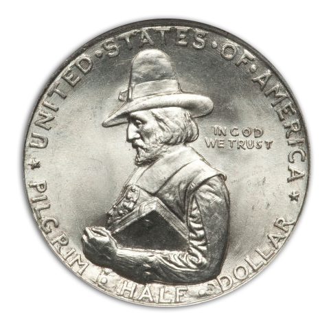 1920 and 1921 Pilgrim Tercentenary Commemorative Silver Half Dollars - Thanksgiving-themed coins