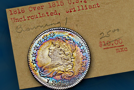 1818 Over 1815 Half Dollar from the Newman Collection. Image: Heritage Auctions / CoinWeek.