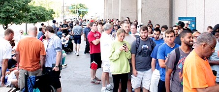 Lines outside the Philadelphia Mint, August 6, 2014.