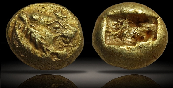 KINGS of LYDIA. temp. Sadyattes. Circa 630-620 BCE. EL Trite – Third Stater (13mm, 4.70 g). Sardes mint. - first coins