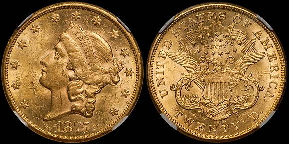 1875-CC $20.00 NGC MS61 with “standard” lighting and processing
