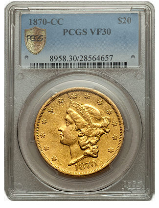 1870-CC Double Eagle, PCGS VF30