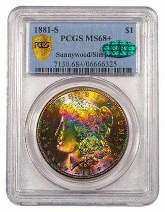 $1 1881-S PCGS MS68+ CAC EX SUNNYWOOD/SIMPSON 