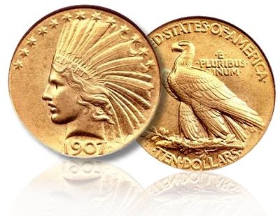 1907 Wire Rim Indian eagle with a plain edge.