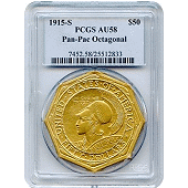 1915-S Panama-Pacific $50 Gold Octagonal PCGS AU58