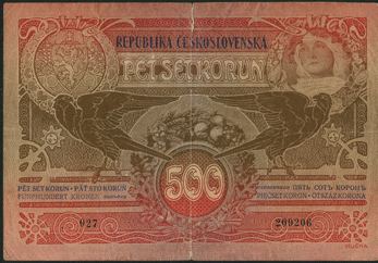 Lot 165 - Republika Ceskoslovenska, 500 korun, 1919