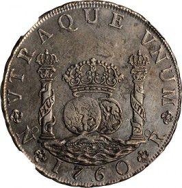unique Chilean 8 Reales minted at Santiago