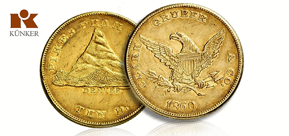 1860 Clarke Gruber $10 Territorial Gold Coin