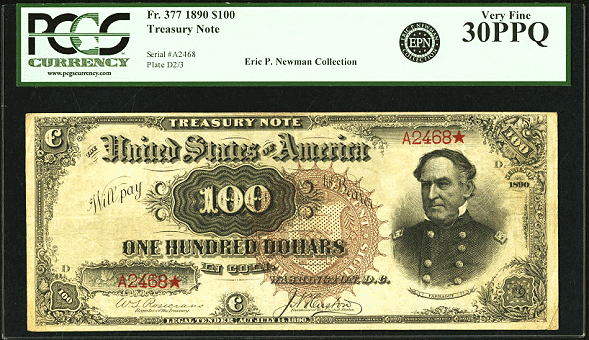 $100 1890 Treasury Note