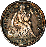 1859 Liberty Seated Dime. Proof-65 Cameo
