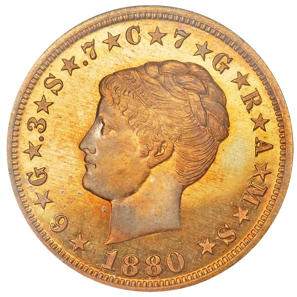 1880 $4 Coiled Hair, Judd-1660, Pollock-1860, Low R.7, PR67 NGC. CAC