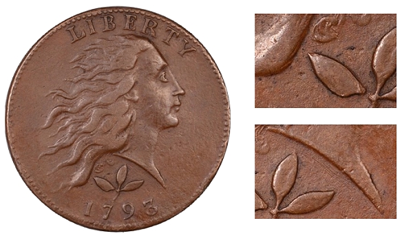 Counterfeit 1793 Flowing Hair Cent - Tooling Marks; Raised Lines