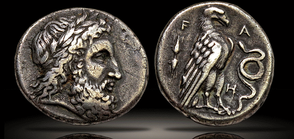 Ancient Greek Coins - Zeus at Olympia