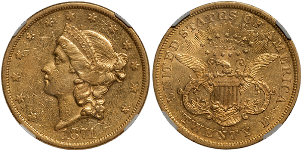 1871-CC $20.00 NGC AU55
