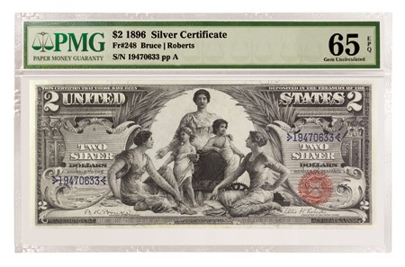 1896 $2 Educational Note Silver Certificate