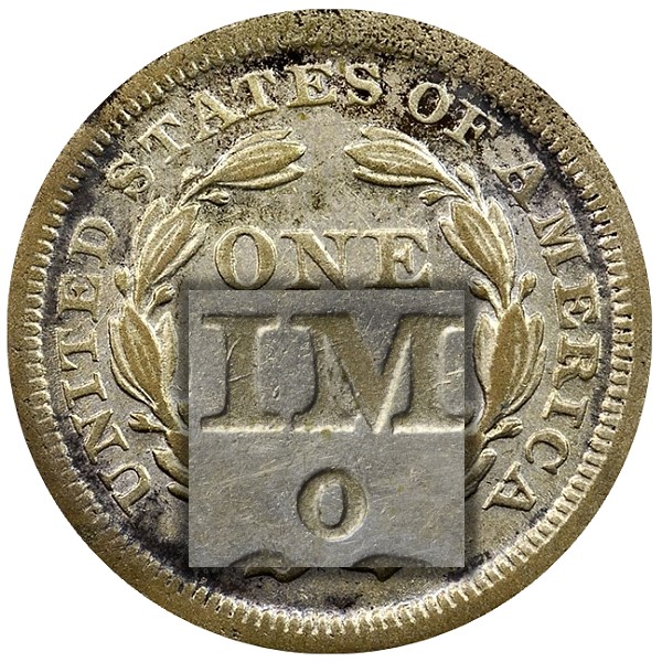 1842-O Counterfeit Dime Reverse detail
