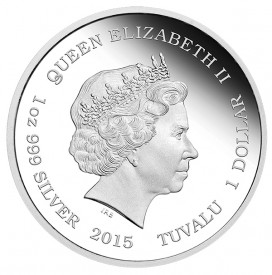 2015 Tuvalu Alice in Wonderland. Ian Rank-Broadley, Queen Elizabeth II portrait