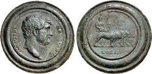 medallion of the Roman Emperor Hadrian (A.D. 117 to 138)