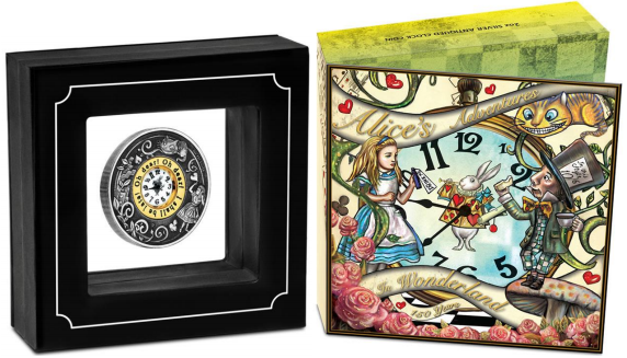 Alice in Wonderland 150th Anniversary silver coin display - Perth Mint
