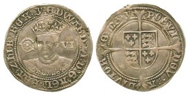 ENGLAND. Edward VI, 1547-1553 AD. AR Sixpence