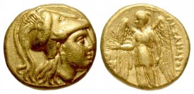 KINGDOM OF MACEDON. Alexander III, 336-323 BC. Gold Stater. Scarce lifetime issue.