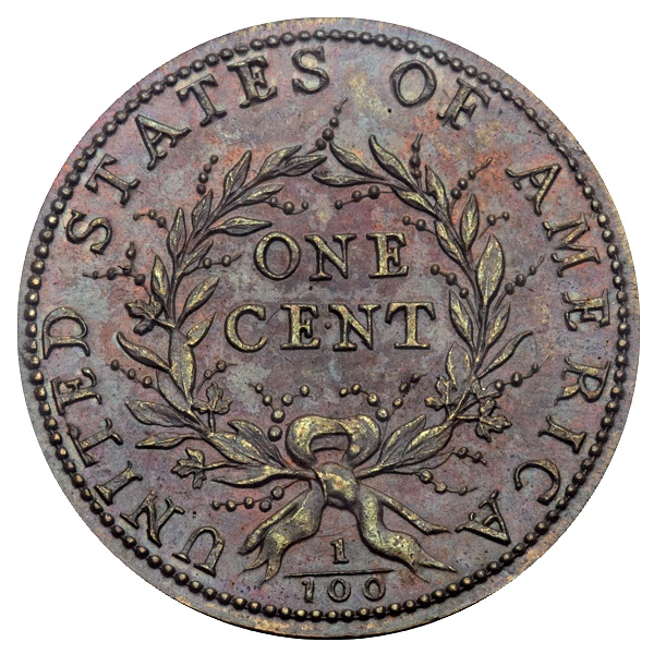 1793 1C Wreath Cent, Vine and Bars, S-6