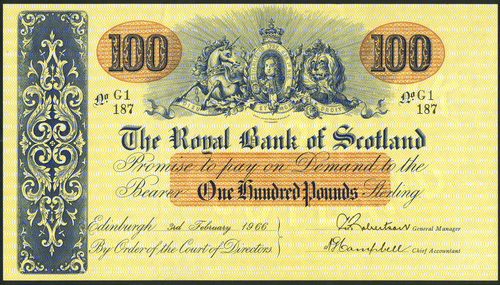 Royal Bank of Scotland, £100, 3 February 1966