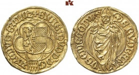 Sigismund of Volkersdorf, 1452-1461. Gold gulden n. d., Salzburg. 2nd specimen known to exist. Extremely fine