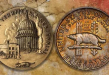HK-696. The half dollar features the same badger on the reverse. Image: Stack's Bowers / CoinWeek.