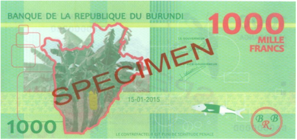 Burundi 2015 BIF 1,000 note - reverse