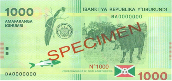 Burundi 2015 BIF 1,000 note - obverse